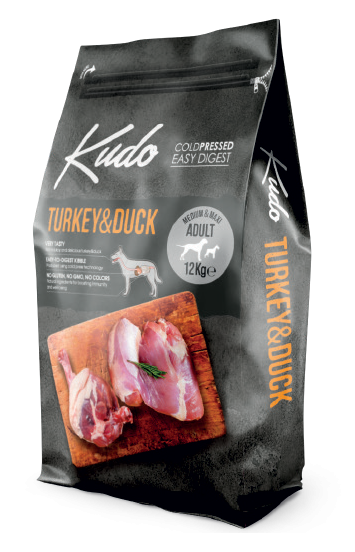 Kudo Medium & Maxi Adult Turkey & Duck 12kg + Κάδος 15kg Δώρο