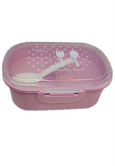 Παιδικό Lunch Box πλαστικό με κουτάλι 800ml Ροζ.