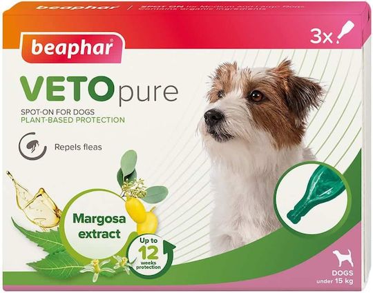 Beaphar Veto Pure Spot-on Αμπούλες για Σκύλους ως 15κιλά 3τεμ.