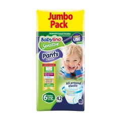 Babylino Jumbo Pack Sensitive Pants Unisex Νο.6 (13-18 kg) Παιδικές Πάνες Βρακάκι 42 Τεμάχια