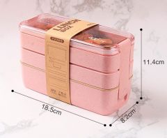 Οικολογικό Δοχείο Φαγητού Lunch Box 900ml Με Κουτάλι & Πιρούνι Ροζ Από Σιτάρι