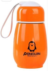 Παιδικός θερμός για ροφήματα σε σχήμα πιγκουίνου 150ml σε Πορτοκαλί.