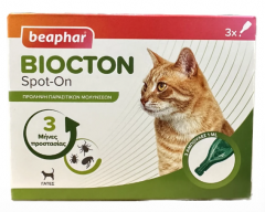 Beaphar Biocton Spot-on Αντιπαρασιτικές Αμπούλες Γάτας 3τμχ