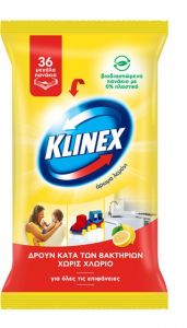 Klinex Απολυμαντικά Υγρά Πανάκια με Λεμόνι 36τεμ