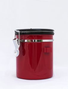 Δοχείο Αποθήκευσης Καφέ Inox Με Κουτάλι 1500ml-Κόκκινο