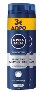 Nivea Men Αφρός Ξυρίσματος Protect & Care 1+1 Δώρο