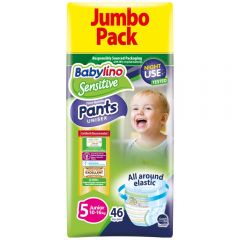 Babylino Jumbo Pack Sensitive Pants Unisex Νο.5 (10-16 kg)  Παιδικές Πάνες Βρακάκι 46 Τεμάχια