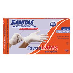 Sanitas Professional Γάντια Latex Λευκά  χωρίς Πούδρα 100τεμ