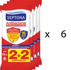 Septona Antibacterial Υγρά Μαντηλάκια 75% 360 μαντηλάκια 2+2 x 6